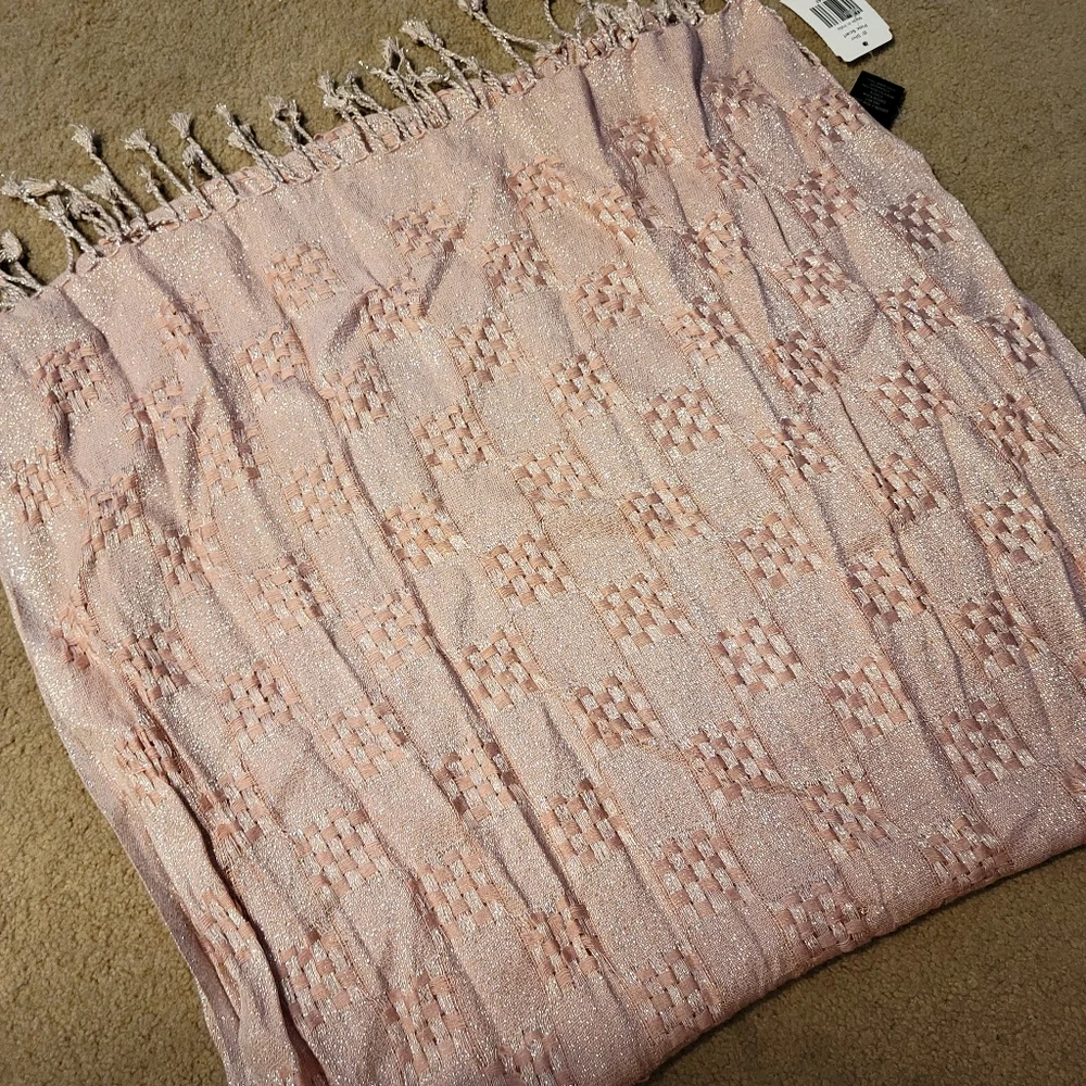 Krazy Kat New Pink and Silver Metallic Scarf Fringe